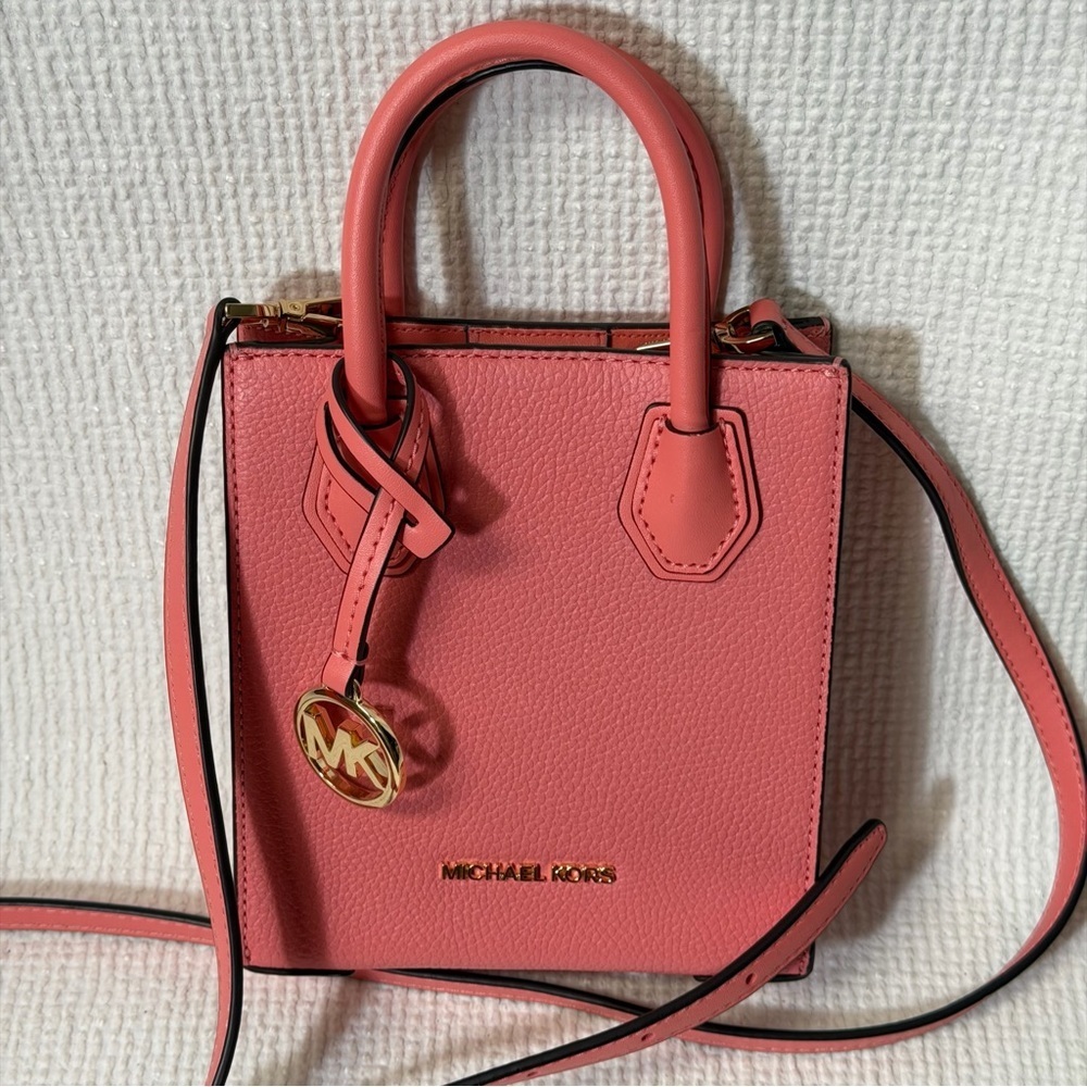 Michael Kors Mercer XS Extra Small Phone Crossbody Bag Leather Sherbert Pink - Picture 3 of 7